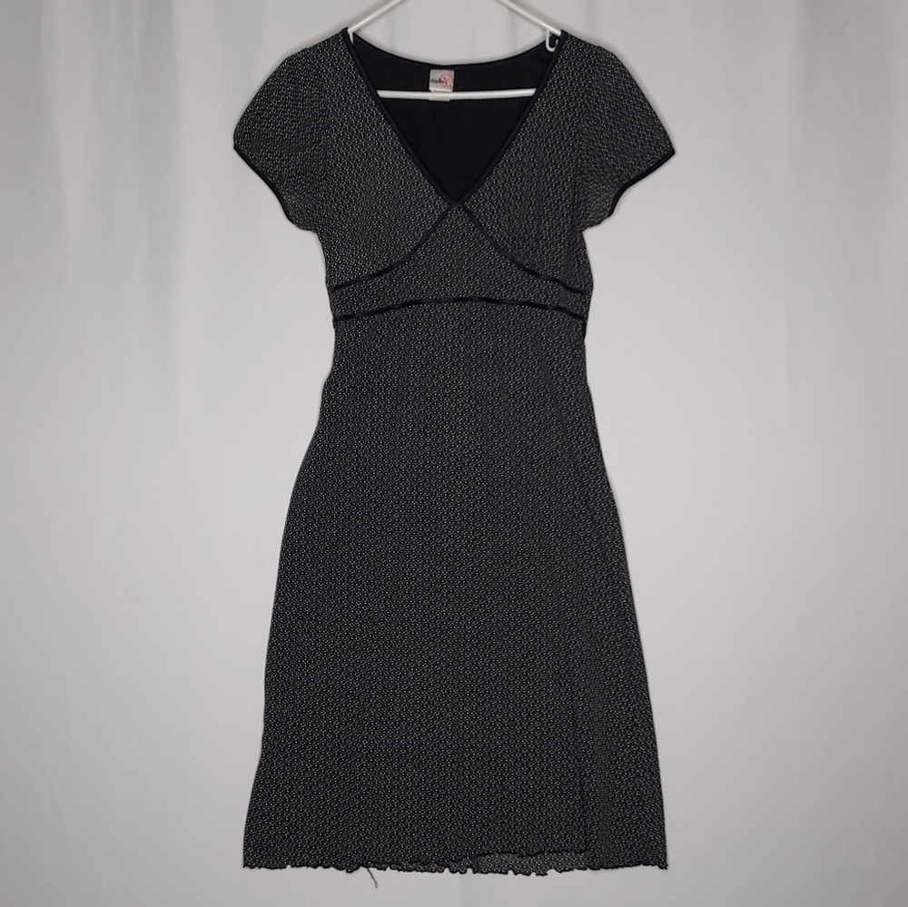 Studio Y Milkmaid Dress Jrs 11 Empire Tie-Back Mesh Lined Lattice‎ Cottagecore